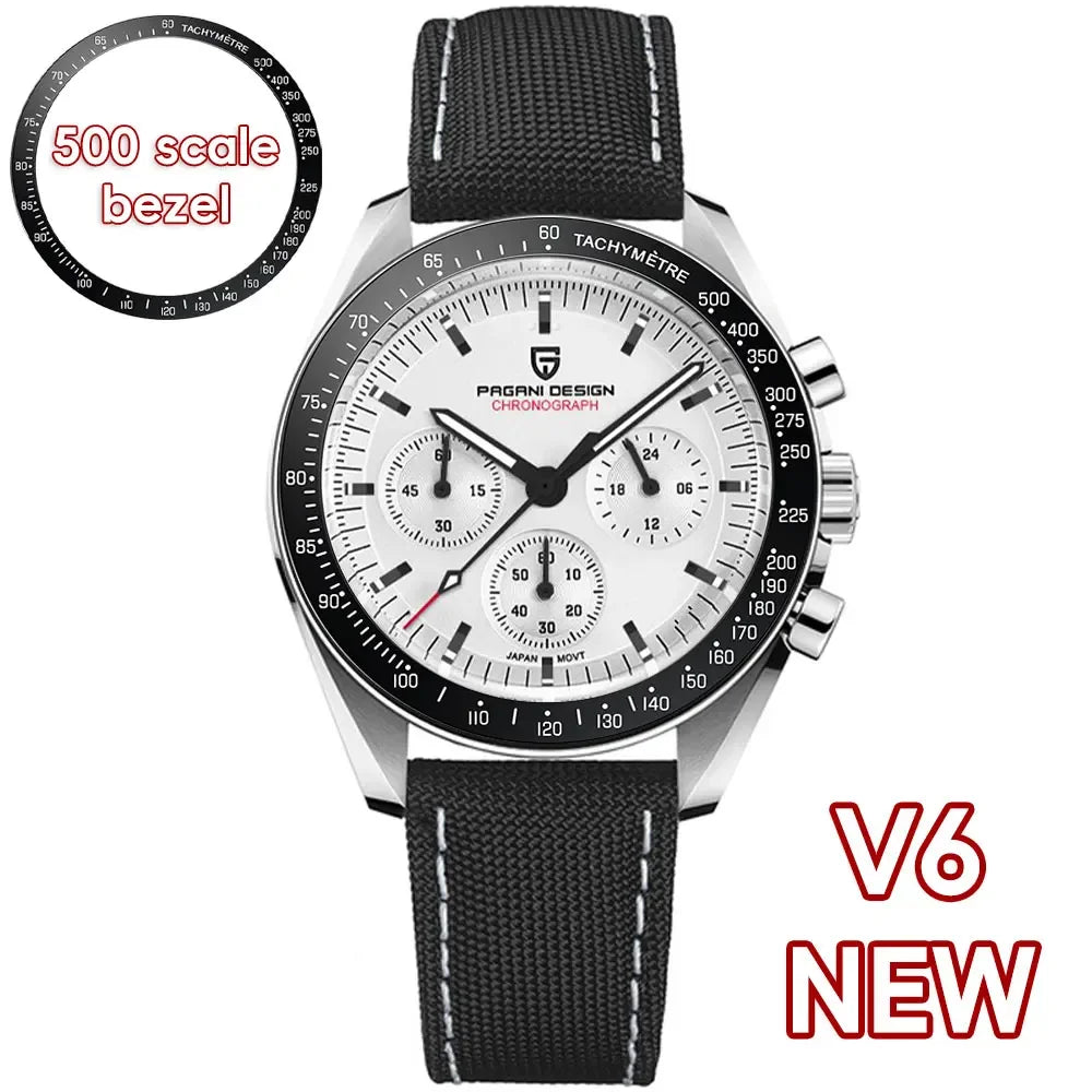 White Color Men's Chronograph Quartz Watch With Sapphire Crystal