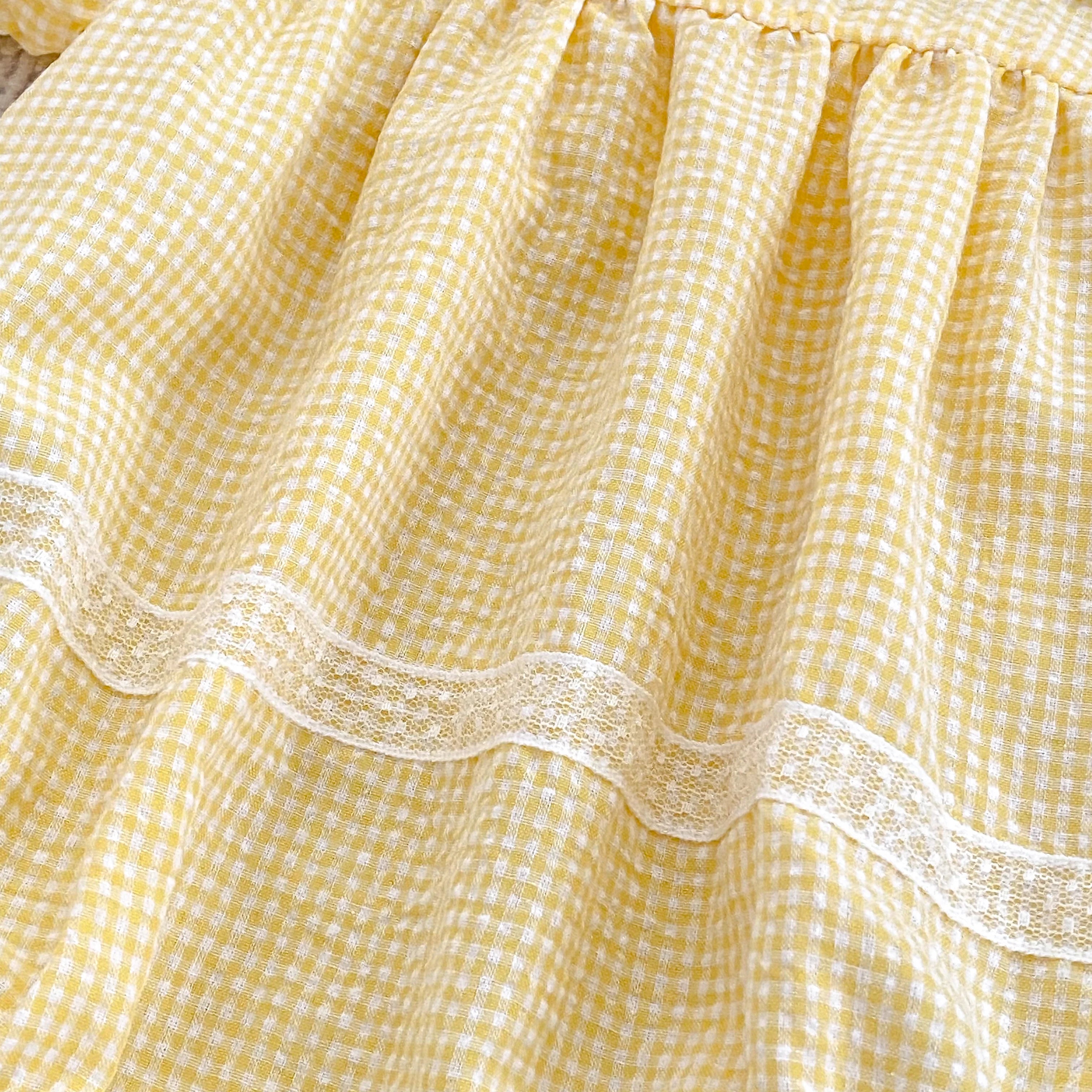 2026 Summer Baby Girl Embroidered Collar Bodysuits 0-24M Baby Girl Romper Newborn Short Sleeved Baby Girl Yellow Jumpsuit