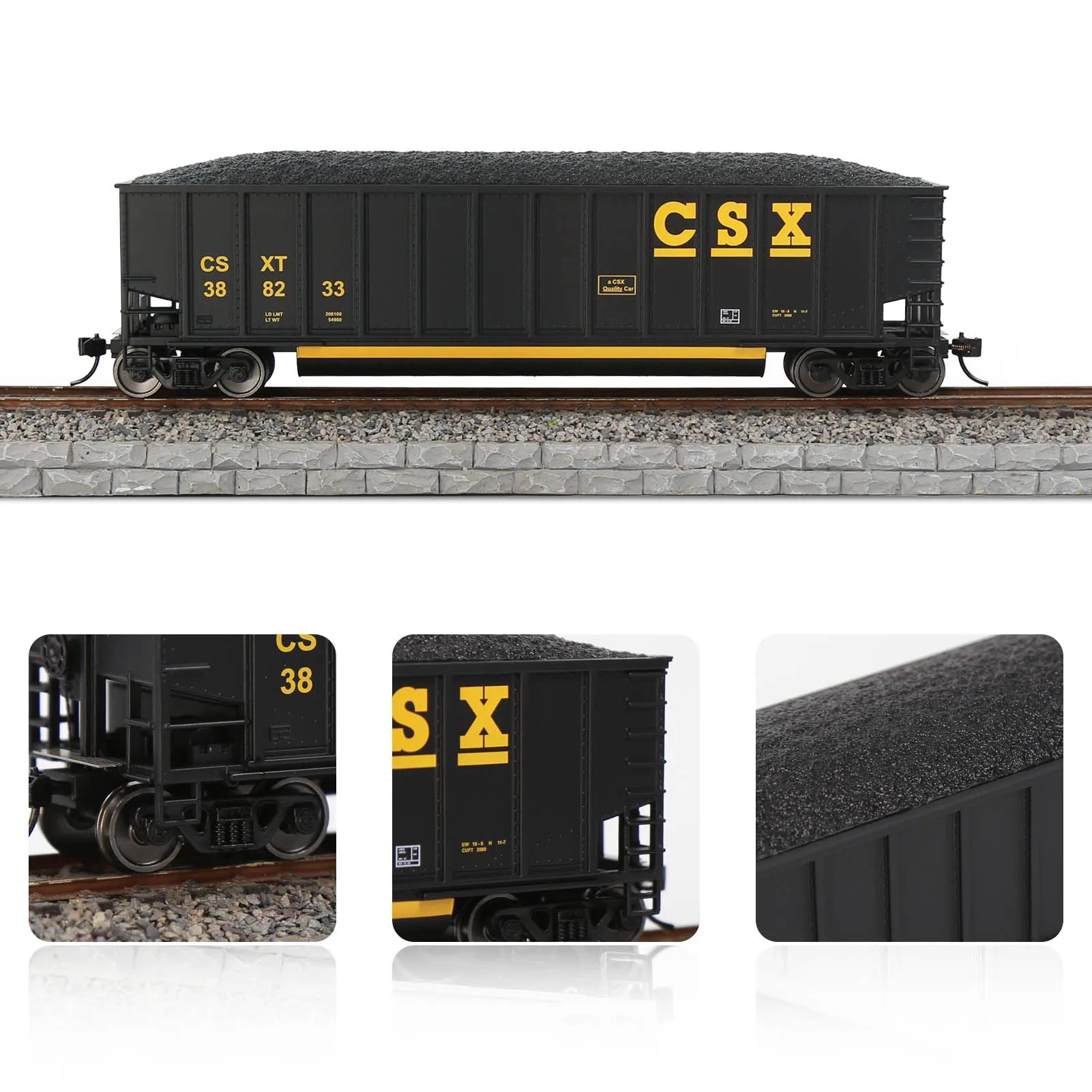 Evemodel Train Wagon HO Scale Coal Car 1:87 Coalporter Hopper Car with Coal Load C8771