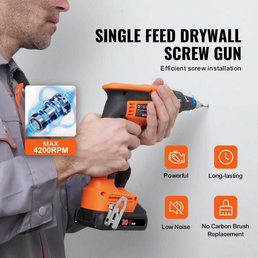 "20V Max Brushless Cordless Drywall Screw Gun Kit with 2 Battery Packs & Charger"