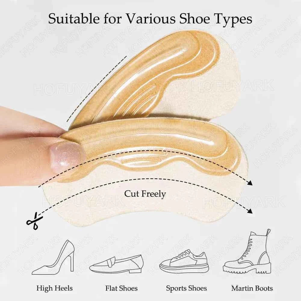 Silicone Heel Stickers for Shoes Women High Heels Protector Liner Pain Relief Gel Heel Pads for Shoes too Big Adjust Size Insert