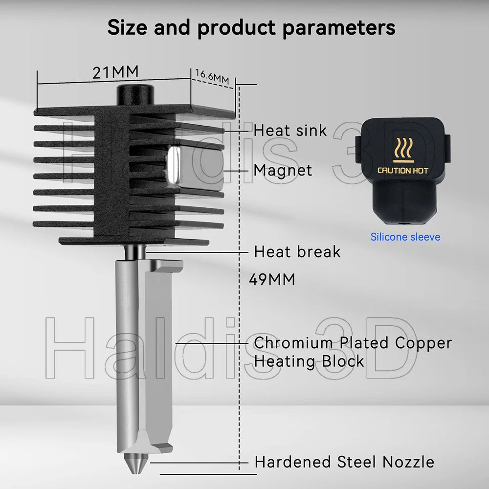 Hotend Kit For Bambu Lab A1/A1 Mini 0.2/0.4/0.6/0.8mm Fast Speed Hardened Steel Nozzle Hot End Assembly For A2L Replacement Part