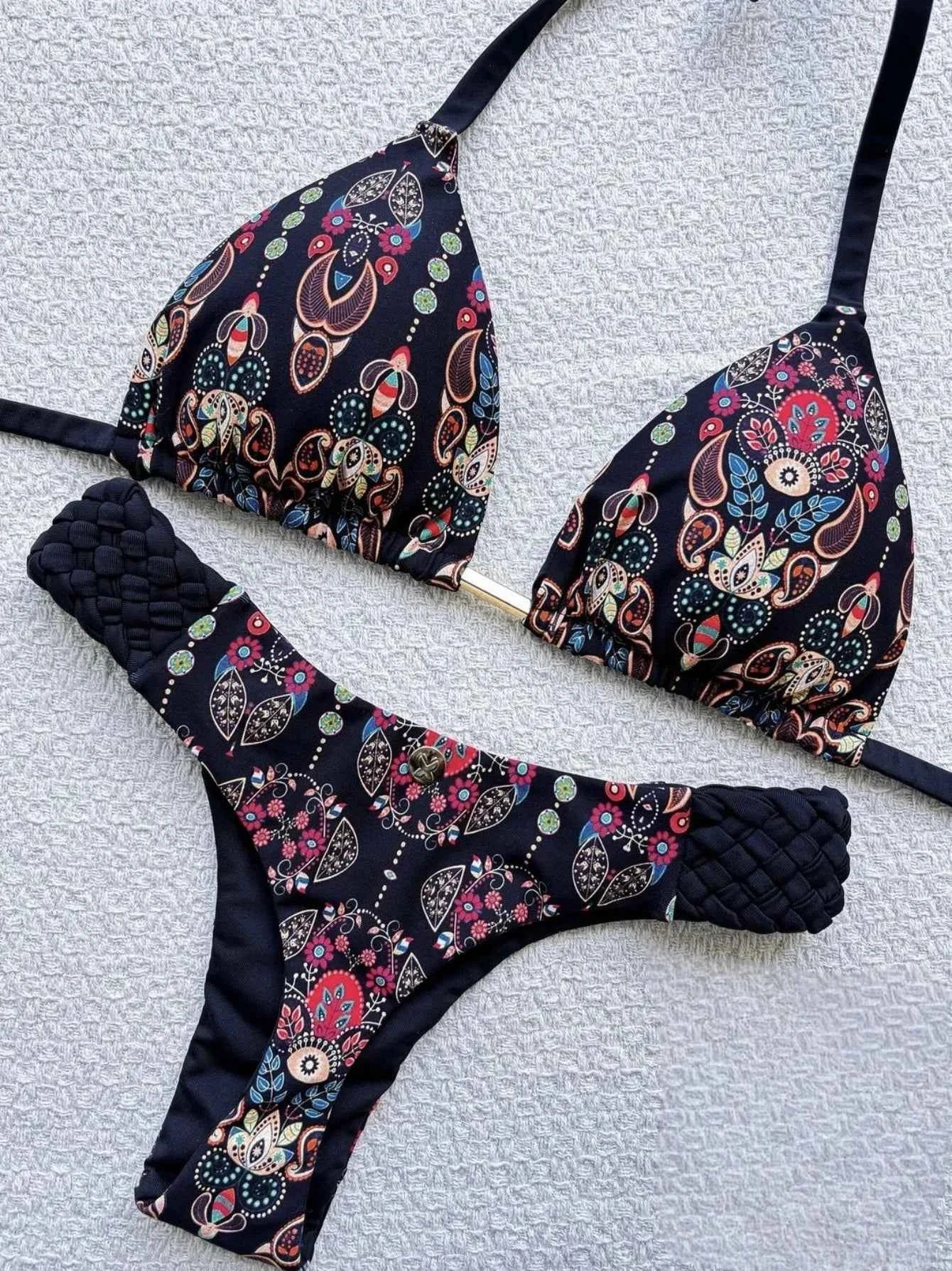 RUOTONSEPT Print Halter Mini Thong High Cut Bikini Female Swimsuit Women Swimwear Two-pieces Bikini set Bather Bathing Suit Swim