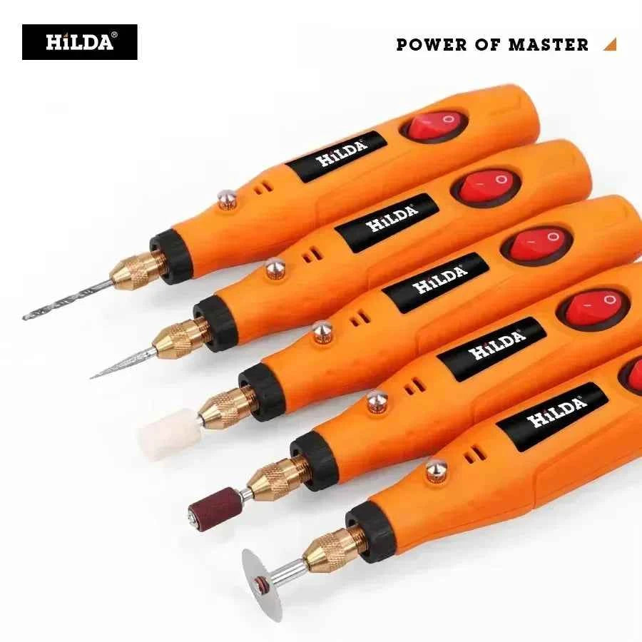HILDA Electric Mini Drill Grinder Engraving Pen Mini Drill Electric Rotary Tool Grinding Machine Accessories