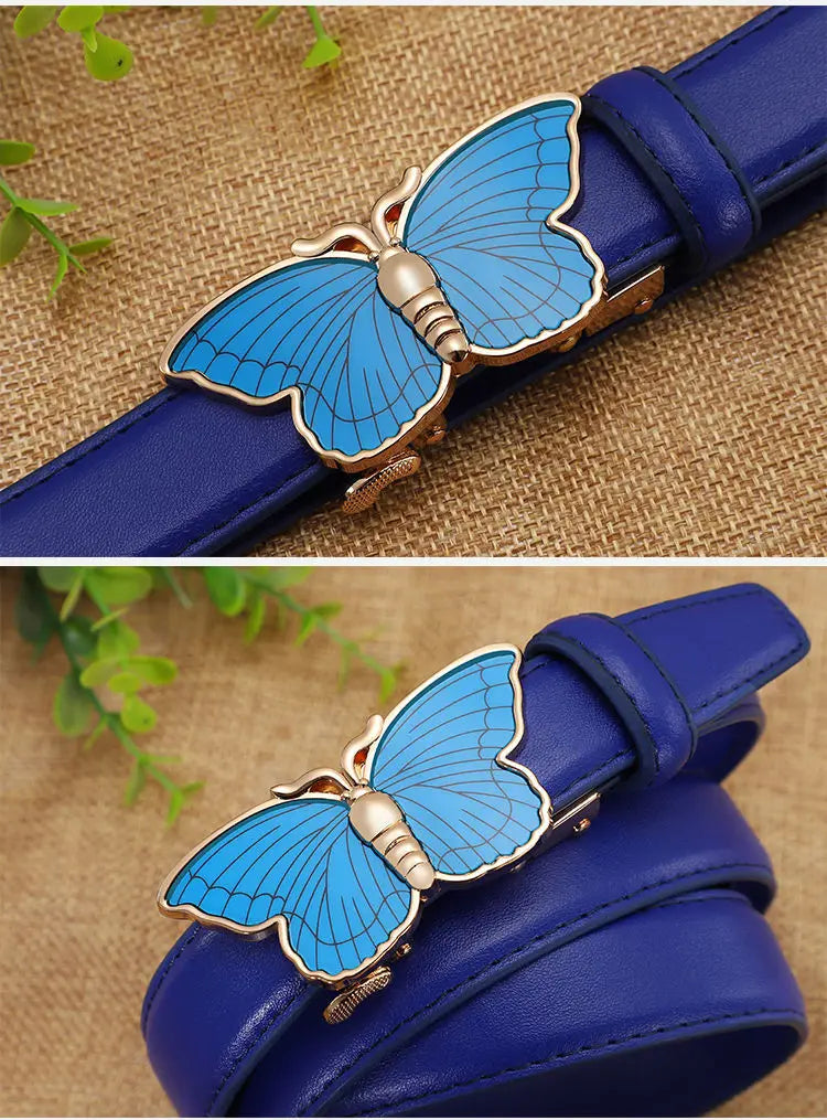 New Belts Women Luxury Famous Brand Designer Female Belt Candy Color High Quality Dress Cowhide Leather Automatic Buckle LB2202