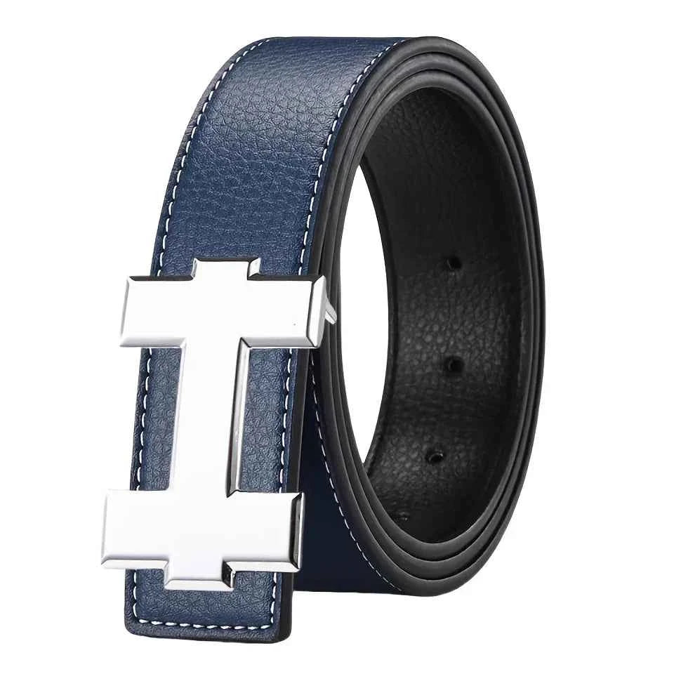 3.3cm Fashion Casual Belt with Silver Smooth Buckle, Designer men belt High-Quality, Unisex Fit, Perfect for Jeans Workwear