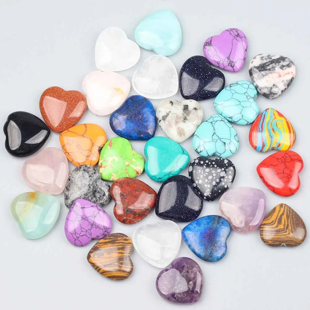 10/20/30PCS 20MM Heart Shape Stone Crystal Amethyst Love Healing Stones Irregular Mineral Gravel Specimen for Home Garden Decor