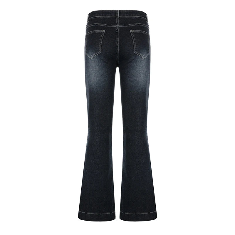 New Flare Jeans Women's Low Waist Trousers Vintage Aesthetic Denim Pants Streetwear Mom Casual Korean Fashion Y2k  Jeans