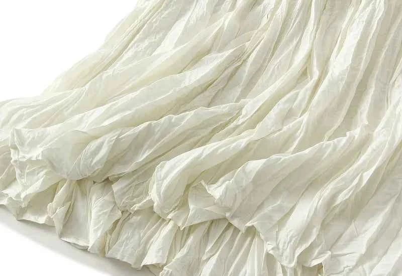 Light Luxury Irregular Slimming Pleated  A-line Skirt for Women High Waist Solid Color Loose Fashion Skirts Casual  Spring New
