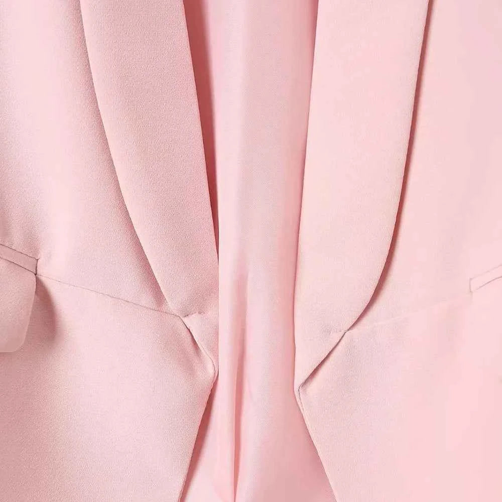 Women Fashion Office Wear Open Blazer Coat Vintage Long Pleated Sleeves Flap Pockets Female Outerwear Chic Tops