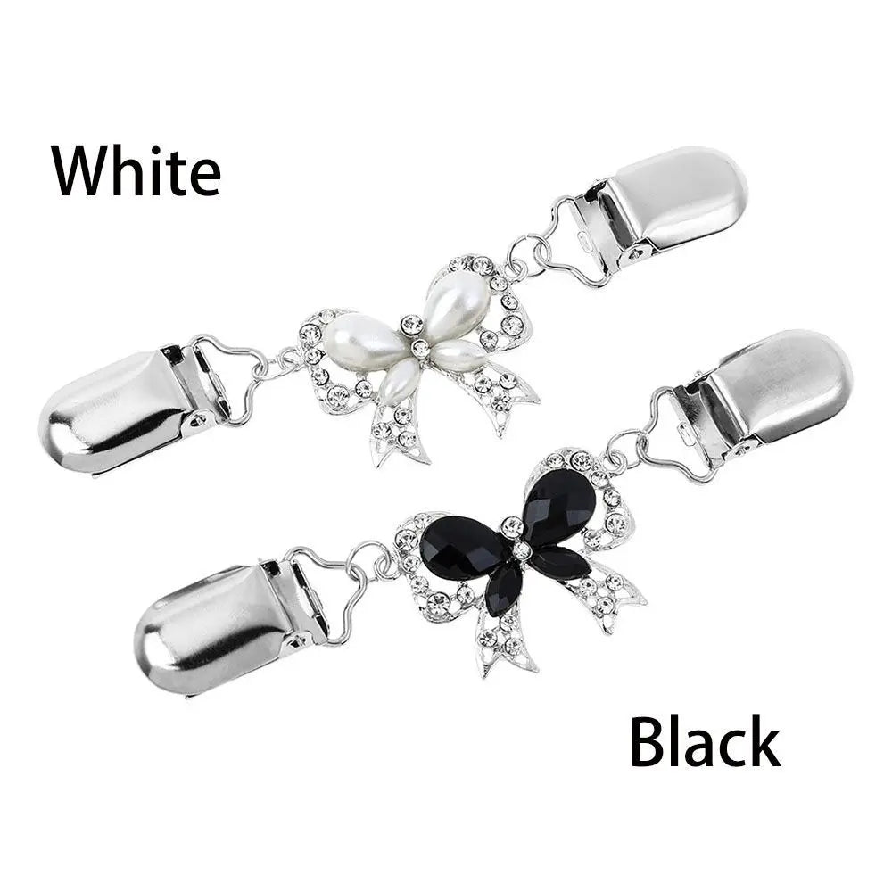 Rhinestone Clothing Metal Holder Sweater Shawl Clips Duck-mouth Plated Clasps Cardigan Collar Clip Butterfly Bow Brooches