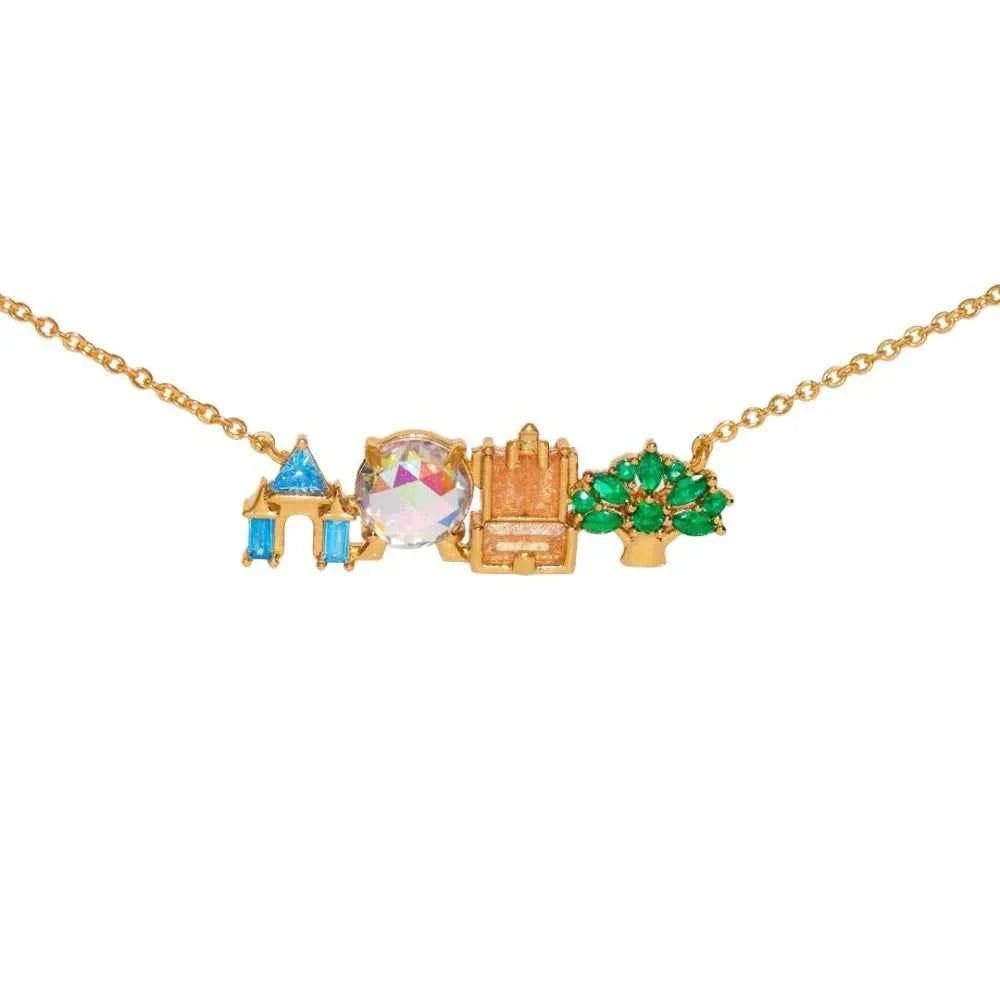 Exquisite Colored Zircon Inlaid Amusement Park Pendant Necklace Cute Sweet Design Versatile Fashion Jewelry Accessory