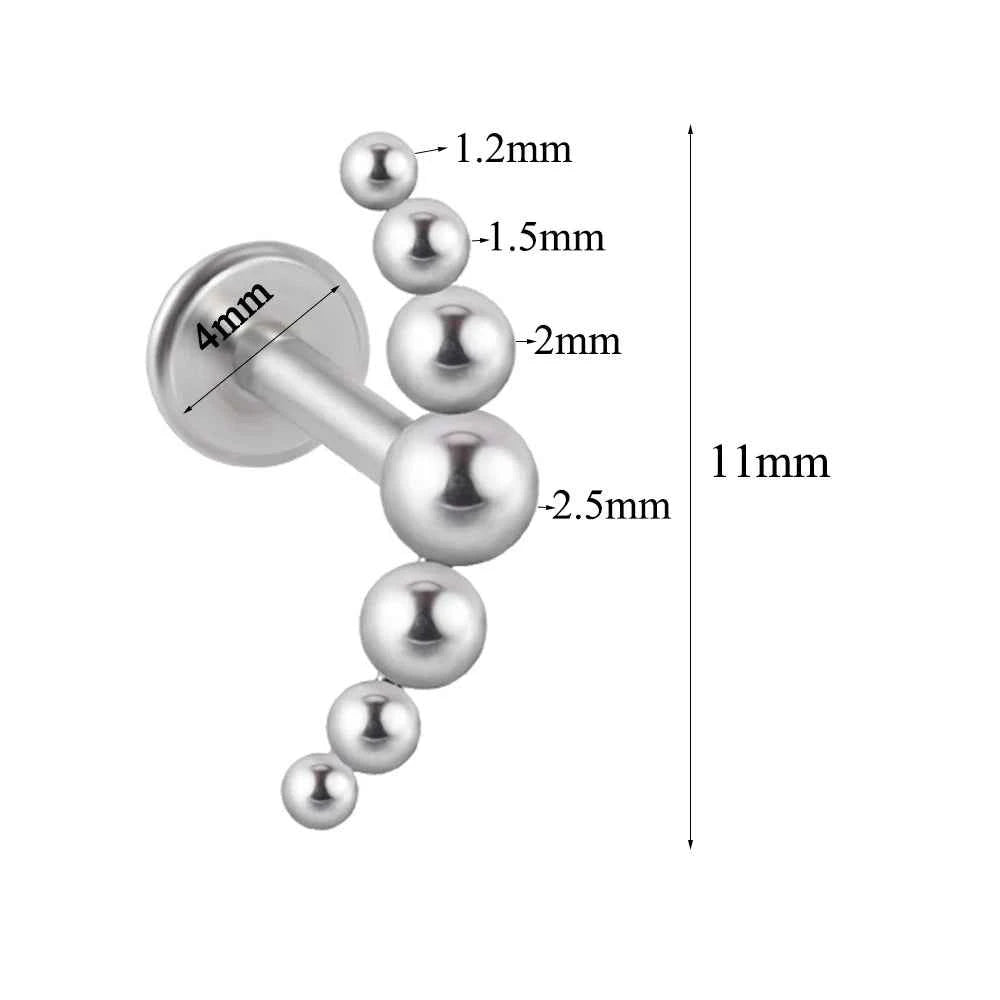 1PC Surgical Steel  Silver Color Labret Flat Base Ear Studs Crystal Cluster Helix Tragus Cartilage Piercing Jewelry 16G