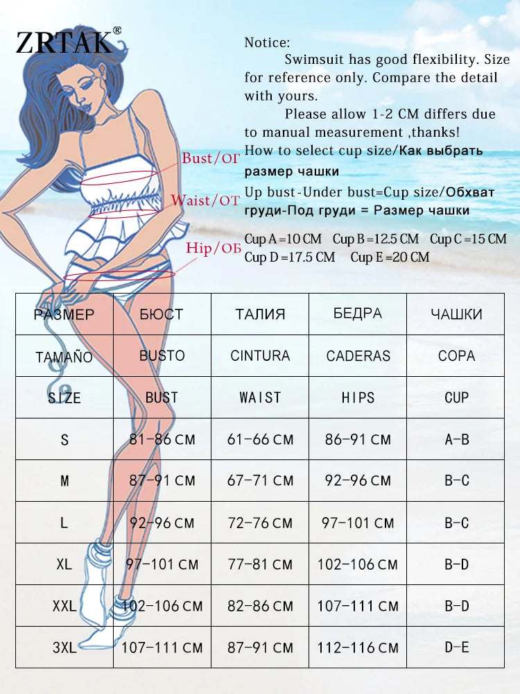 ZRTAK Push Up Bikinis Set Two Piece Suit Women Swimsuit 2026 Bathing Suit Sexy Bikini Swimwear Print Beachwear Tied Biquinis