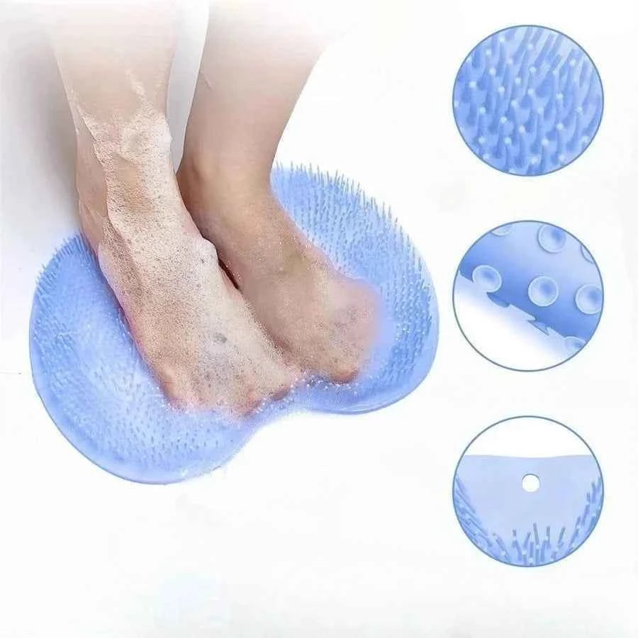 Shower Foot Scrubber Mat Back Washer Exfoliating Bath Wash Pad Wall Mounted Slip Suction Cups for Use in Cleaner Men and Women