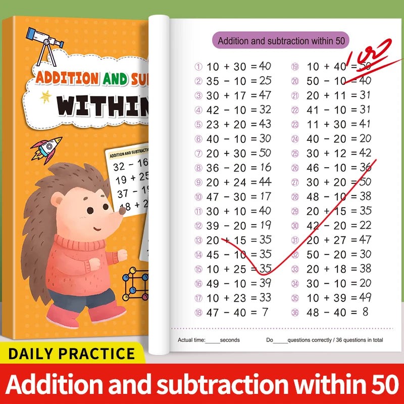 Children's Math Exercise Book, Math Improvement Tool: Addition and Subtraction Within 100, Ideal Math Education Workbook, Back-To-School Gift, Christmas Giveaway