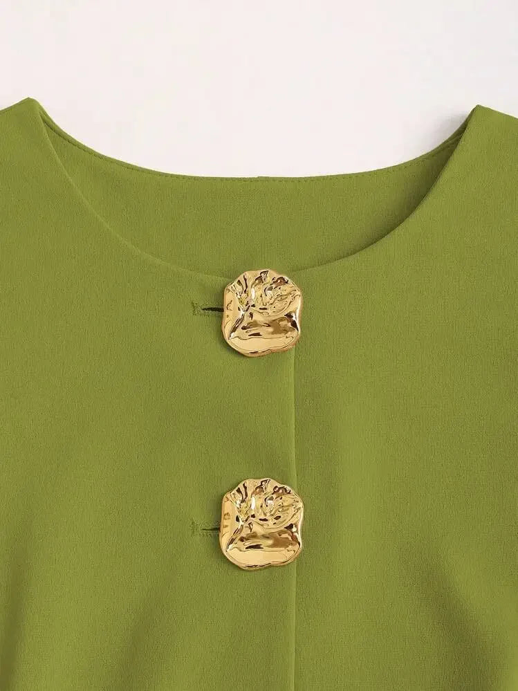 Fashionable Little Fragrance Style Women's Sleeveless round Neck Vest Waist-Cinching Pure Color Cross-Border Women's Jacket