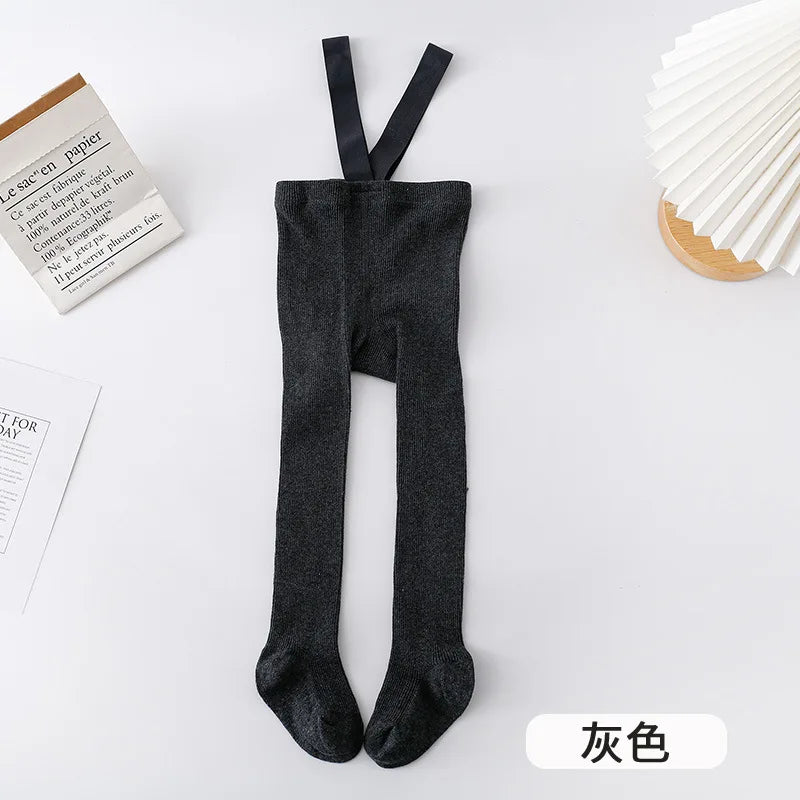 Newborn Baby Boys Girls Pantyhose Solid High Waist Ribbed Knit Tight Infant Spring Autumn Strap Leggings