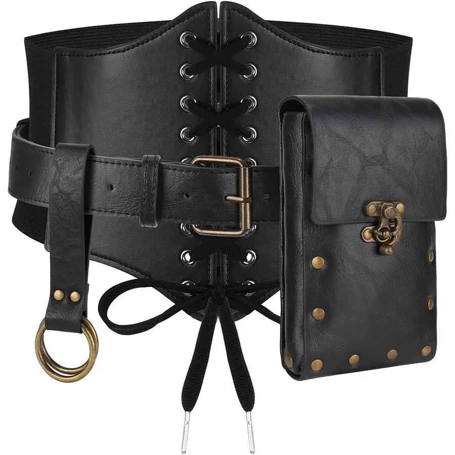 5pcs/4pcs Medieval Renaissance Costume Set Wallet/Belt/Pouch/Keychain Corset PU Leather Belt Wallet Hiking Steunk Viking Cosp