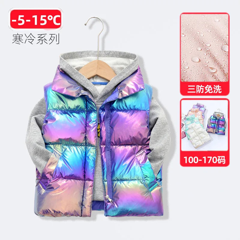 2023 Girls Down Vests 3-14 Years Old Children Clothing For Girls Boys Warm Outerwear Coat Autumn Fashion Teens Kids Jackets Vest