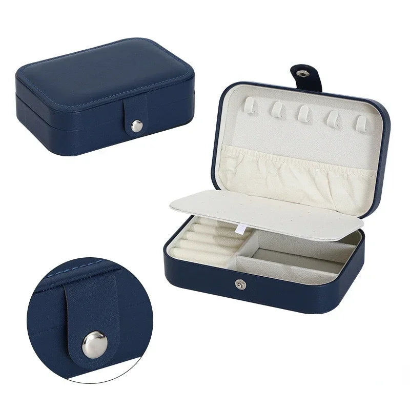 Portable Jewelry Box Jewelry Organizer Display Travel Jewelry Case Boxes Button Leather Storage Zipper Jewelers Joyero