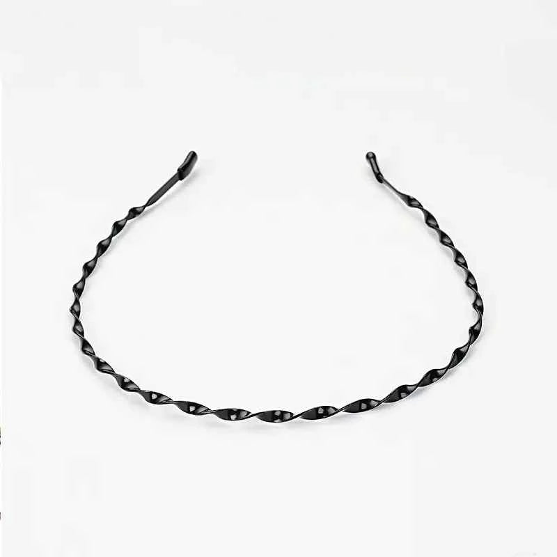 Unisex Black Elastic Non Slip Simple Metal Headbands For Men Women Wavy Hairband Spring Hair Hoop Fashion Hair Accessories