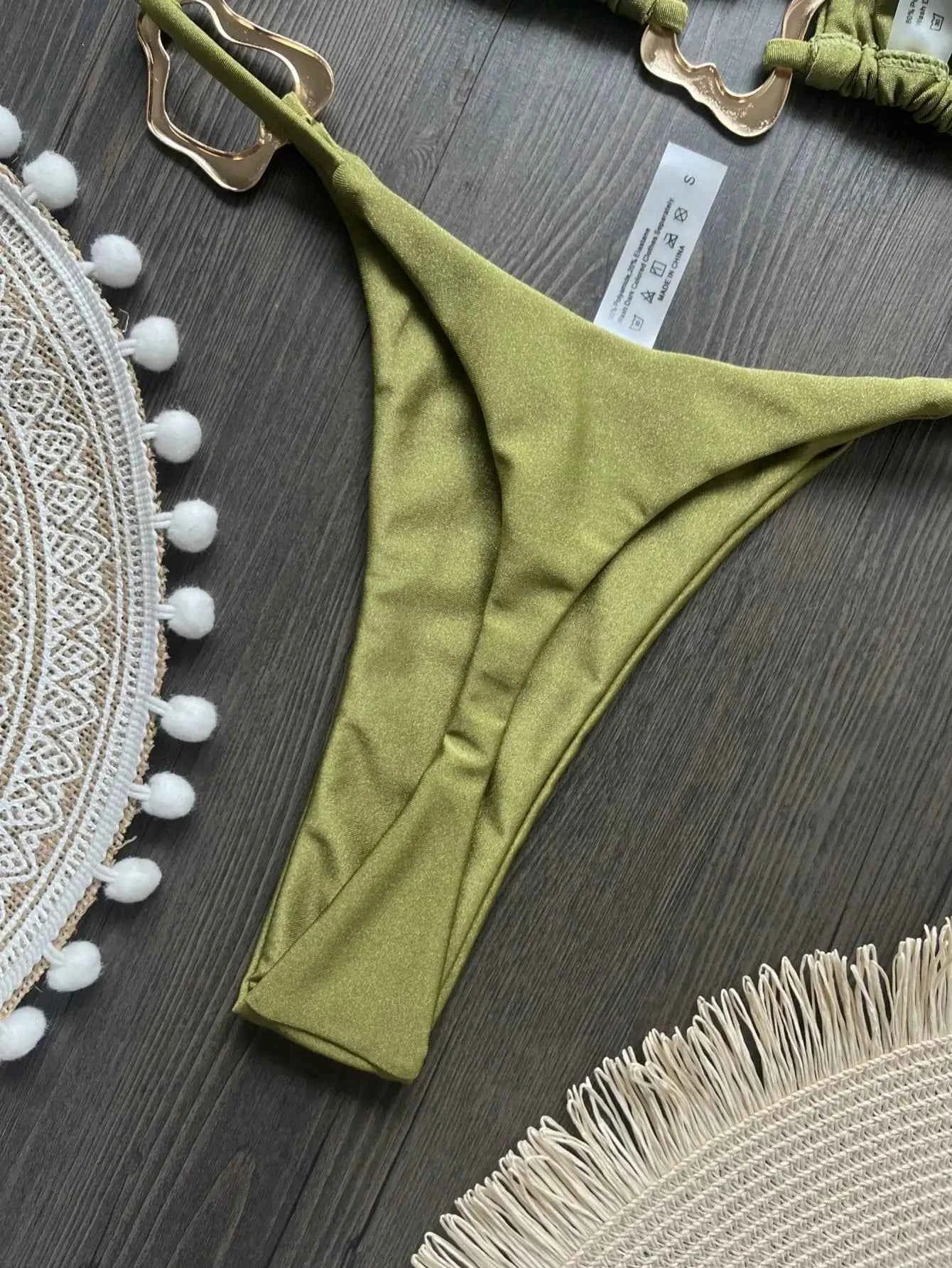 New Sexy Bikini Solid Color Lace-up Split Two-piece Swimsuit for Women
