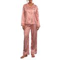 2024 Women Christmas Pajama Sets Striped Long Sleeve Satin Button Shirts with Wide Leg Long Pants Nightwear Sleepwear Loungewear