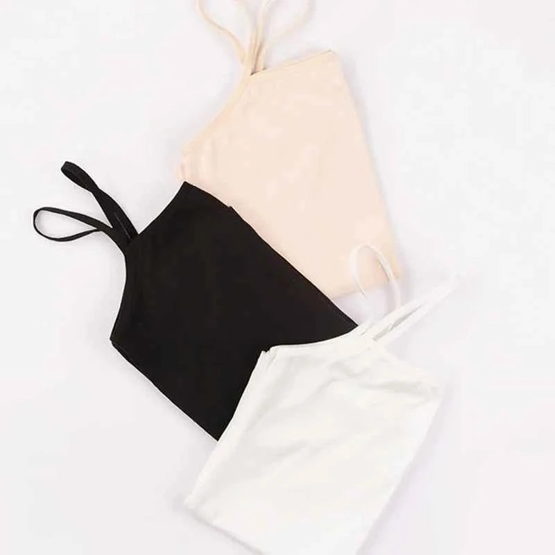 Summer Sexy Camisoles Women Crop Top Sleeveless Shirt Sexy Slim Lady Bralette Tops Strap Skinny Vest Camisole Base Vest Tops