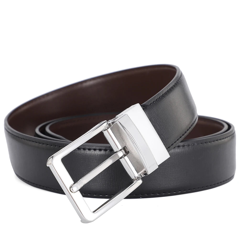 Reversible Pin Buckle Men's Belts Real Leather Male Belt for Man High Quality Designer Fashion Jeans Waist Strap Luxury Business