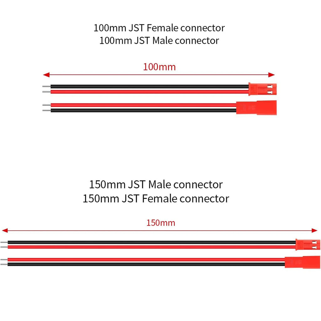 10CM 15CM AWG JST Plug Connector 2 Pin Male Female Plug Connector Cable Wire for LED Strip Lights RC Toys Battery Adapter