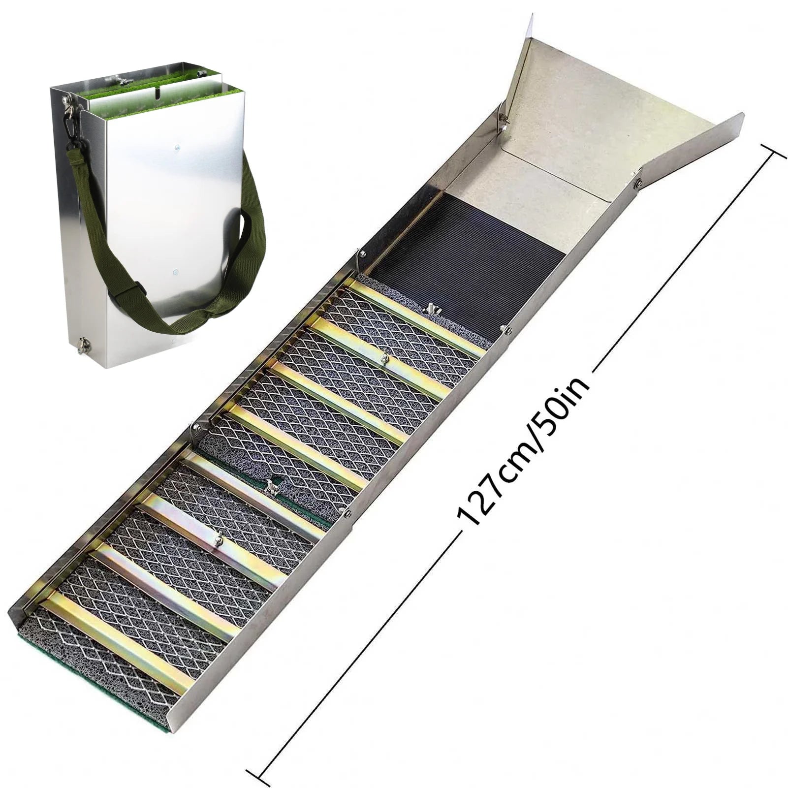 Folding Gold Sluice Box Aluminum Alloy Portable Sluice Box for Gold Mining Chute Panning Prospecting Recovery Tool