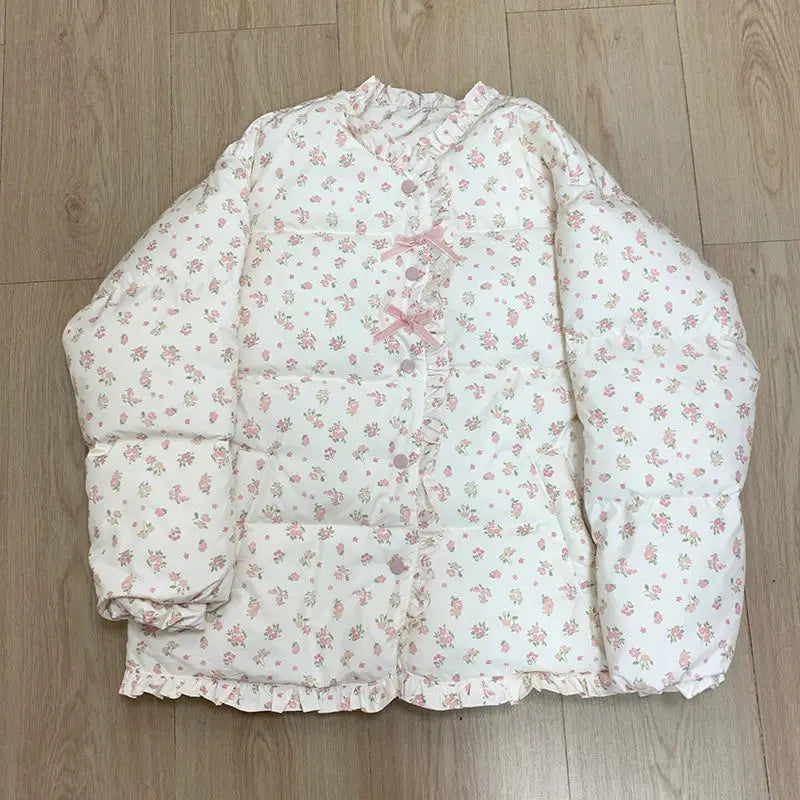 OCEANLOVE Autumn Winter Jackets Women Korean Fashion Sweet Ruffles Warm Parkas Coats  Vintage Thick Cute Outwears