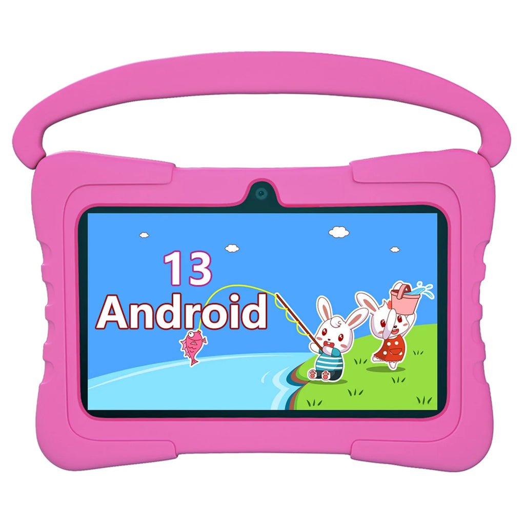 7 Inch Kid Tablet Android 13 Quad Core 4GB RAM 64GB ROM 4000mAh WiFi Bluetooth Children's Gift Kids Software with Silicone Case