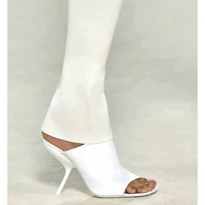 2026 New Style Women's High Heels Shoes Patent leather Pointed Toe Solid Color Night Club Party Shoes Femme Summer Half Slippers