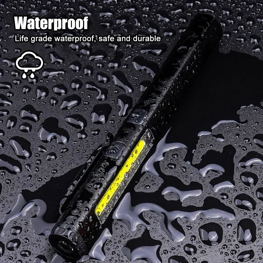 Mini USB Rechargeable LED Flashlights Portable Pocket Pen Clip light for Work Emergency Outdoors Waterproof Lantern with Magnet