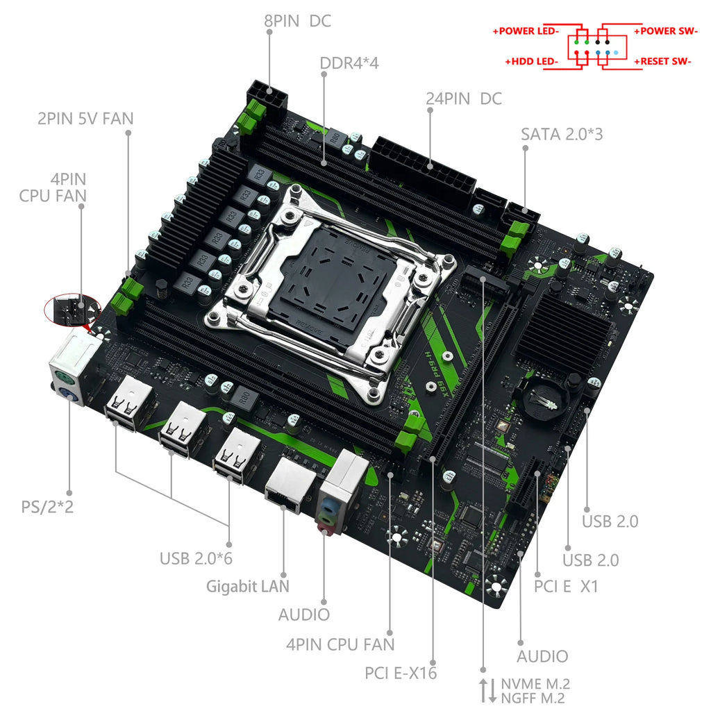 MACHINIST X99 PR9-H Motherboard Optional Xeon E5 2640 V4 LGA 2011-3 CPU Kit Set 16GB DDR4 Memory RAM NVME M.2