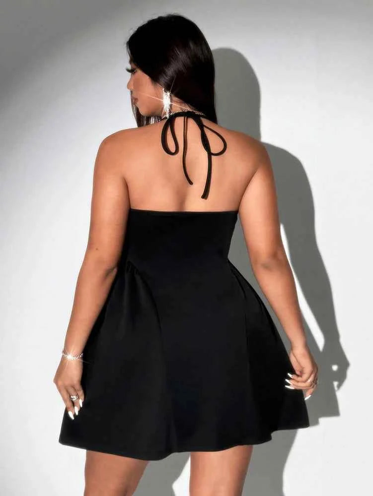 Plus Size Spring/Summer New Arrival Dress V-neck Sensual Lace-trimmed Sleeveless Puff-skirt Evening Gown Solid Colour