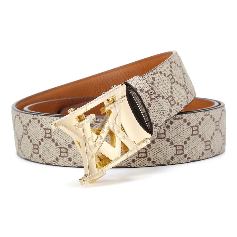Men's Belt Luxury Design Automatic Buckle Waist Belt Fashion Letter Printed Belt Business Casual Belt For Men Jeans