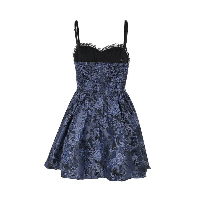 2024 New Vintage Gothic Purple Mini Dress Women Sexy Spaghetti Strap High Waist Dresses Punk Grunge Slim Party Club Dress Women