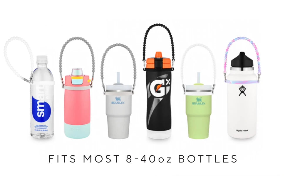 Water Bottle Handle - Soft Silicone Holder, Sling, Lanyard Fits Most 8-40oz Bottles