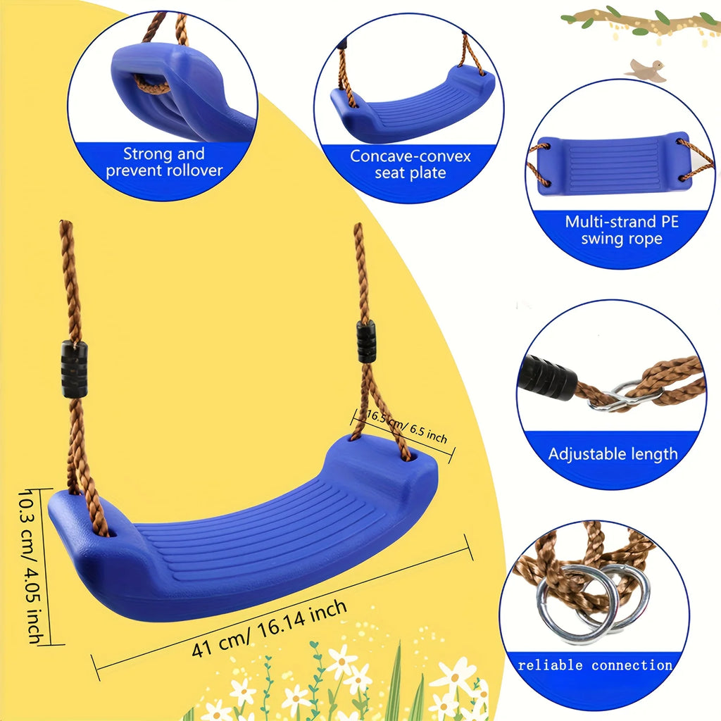 Kids  Anti-Tip Curved Swing Seat Indoor Outdoor Garden Swing Board with Hanging Rope Children Playground Swing Accessories
