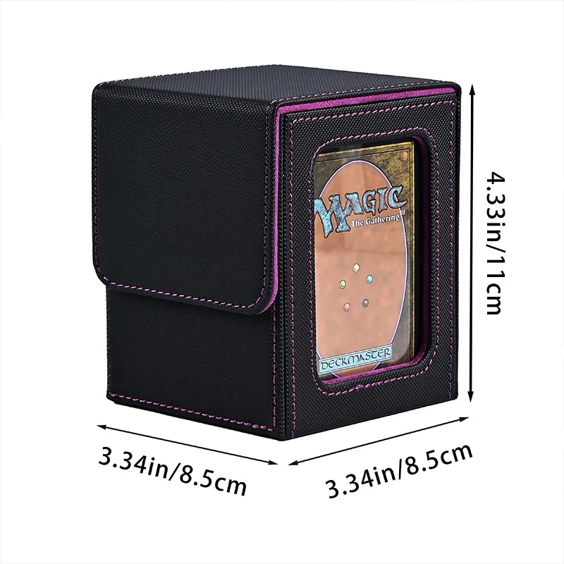 Card Deck Box,Card Storage Box holds 100+ Single Sleeved Cards, PU Leather Magnetic Closure for Magic cards TCG cards