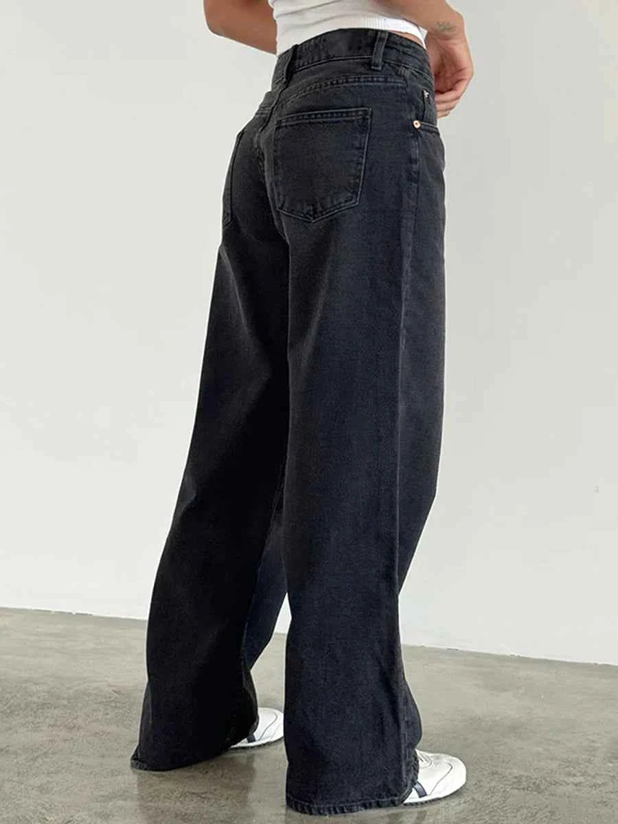 Y2K Baggy Jeans for Women Trendy Low Rise Casual Straight Leg Boyfriend Jeans Denim Pants with Pocket Streetwear