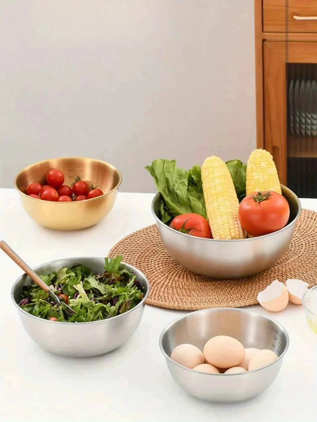 Clearance_Multi Functional Stainless Steel Vegetable Bowl, Egg Mixing Bowl, Drain Basket, Soup Basin, Kitchen Cooking And Storag