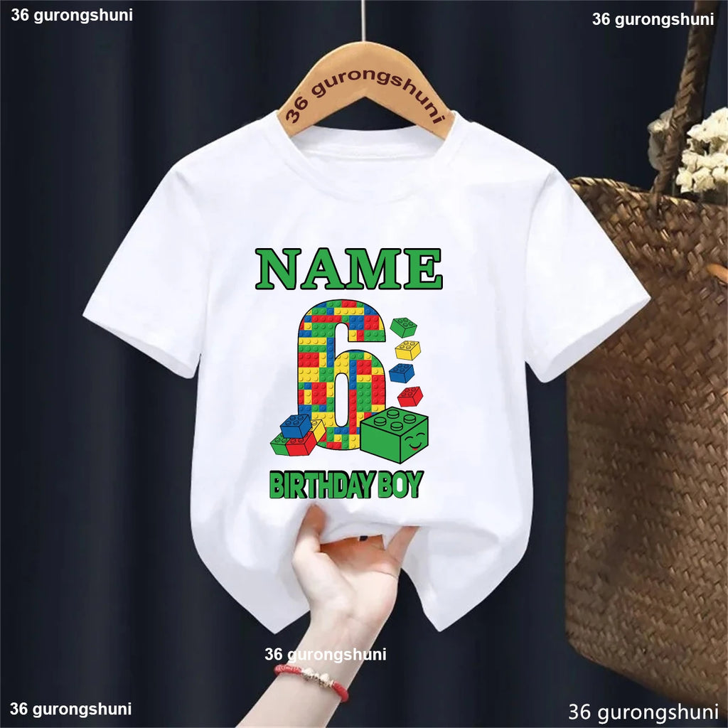 Building Blocks 1-10 Birthday Boys T-shirt Funny Block Graphic Print Toddler T-shirt Gifts kids Birthday Party Clothing T-shirt