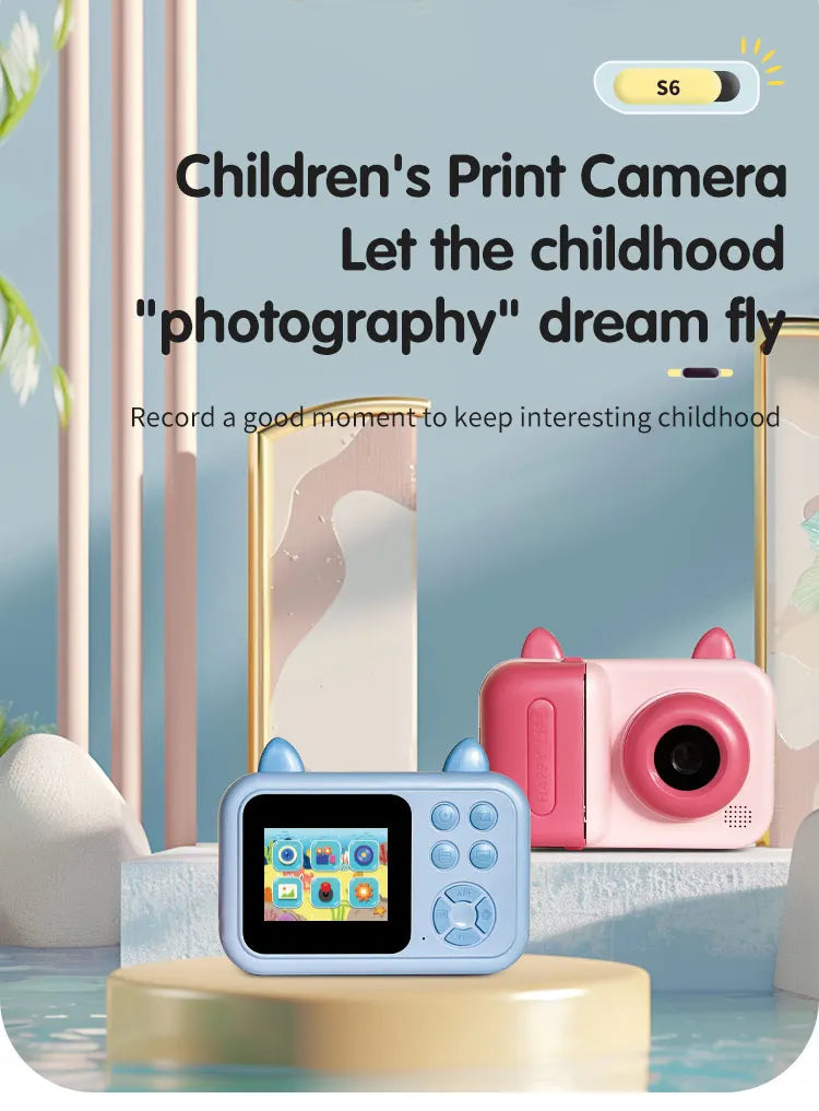 Kids' Camera Set, Instant Print Camera with Printing Function, Print Pictures, Portable Multi-Function Photo Printer Camera