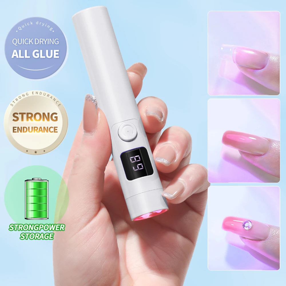 YIKOOLIN Portable Handheld UV Nail Lamp LED Mini Nail Dryer with LCD Screen USB for Gel Nails USB Rechargeable Nail Light