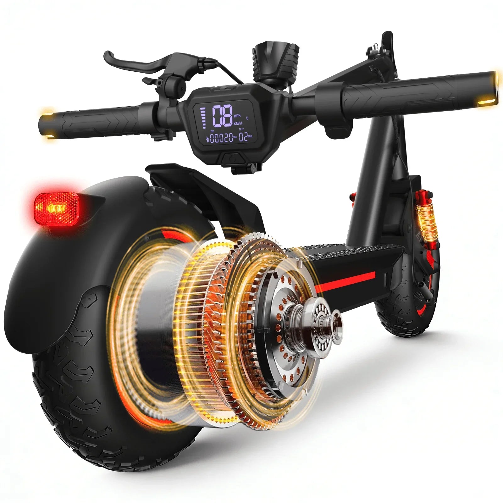 Electric Foldable Scooter 30 MPH Fastest Dual Motor for Adult Scooter 1200W Peak 33Mile Long Range 10" Off-Road Tires 48V 13ah