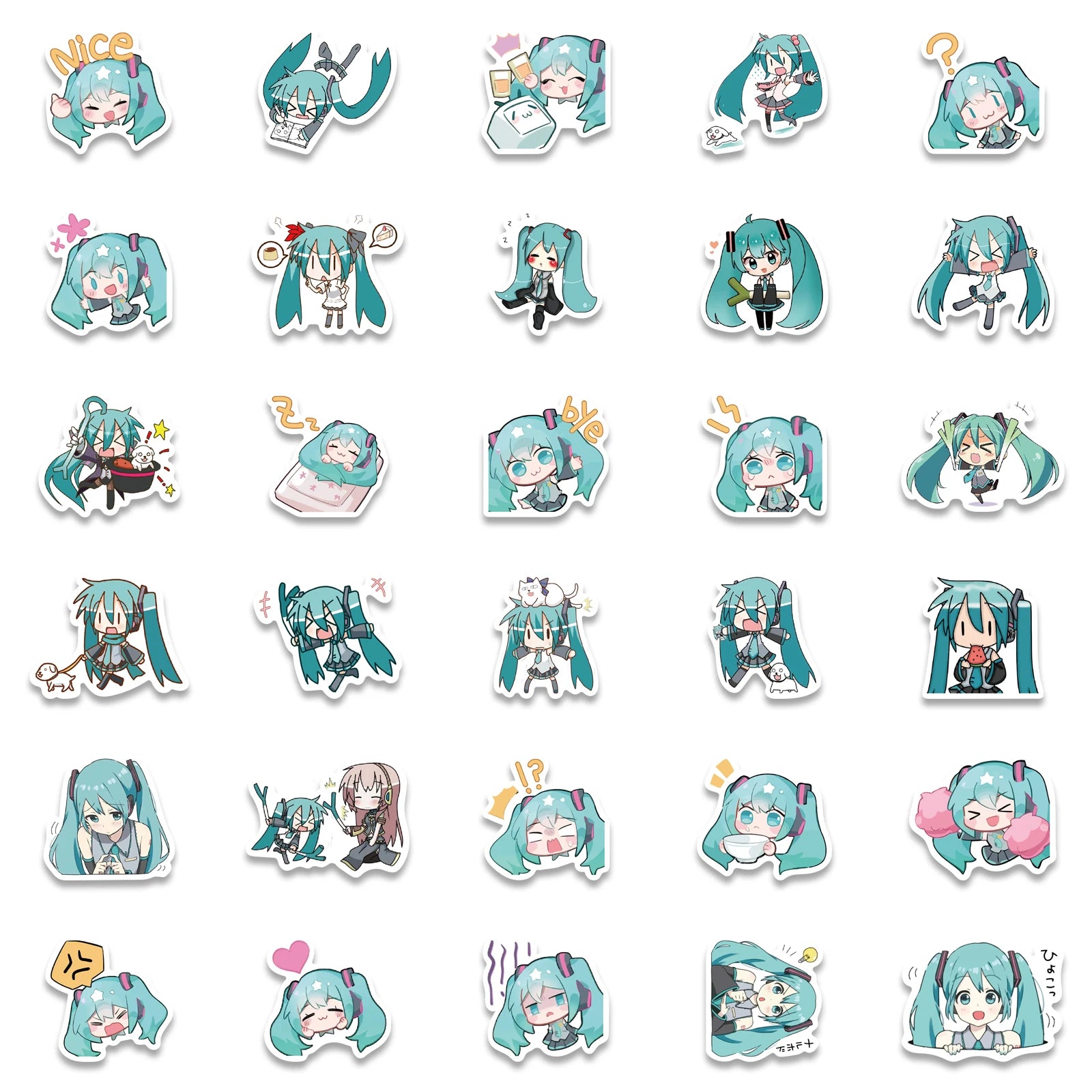 50PCS Cartoon Chibi Cute Miku Graffiti Stickers for Luggage Laptop Ipad Skateboard Gift Mobile Phone Car Stickers